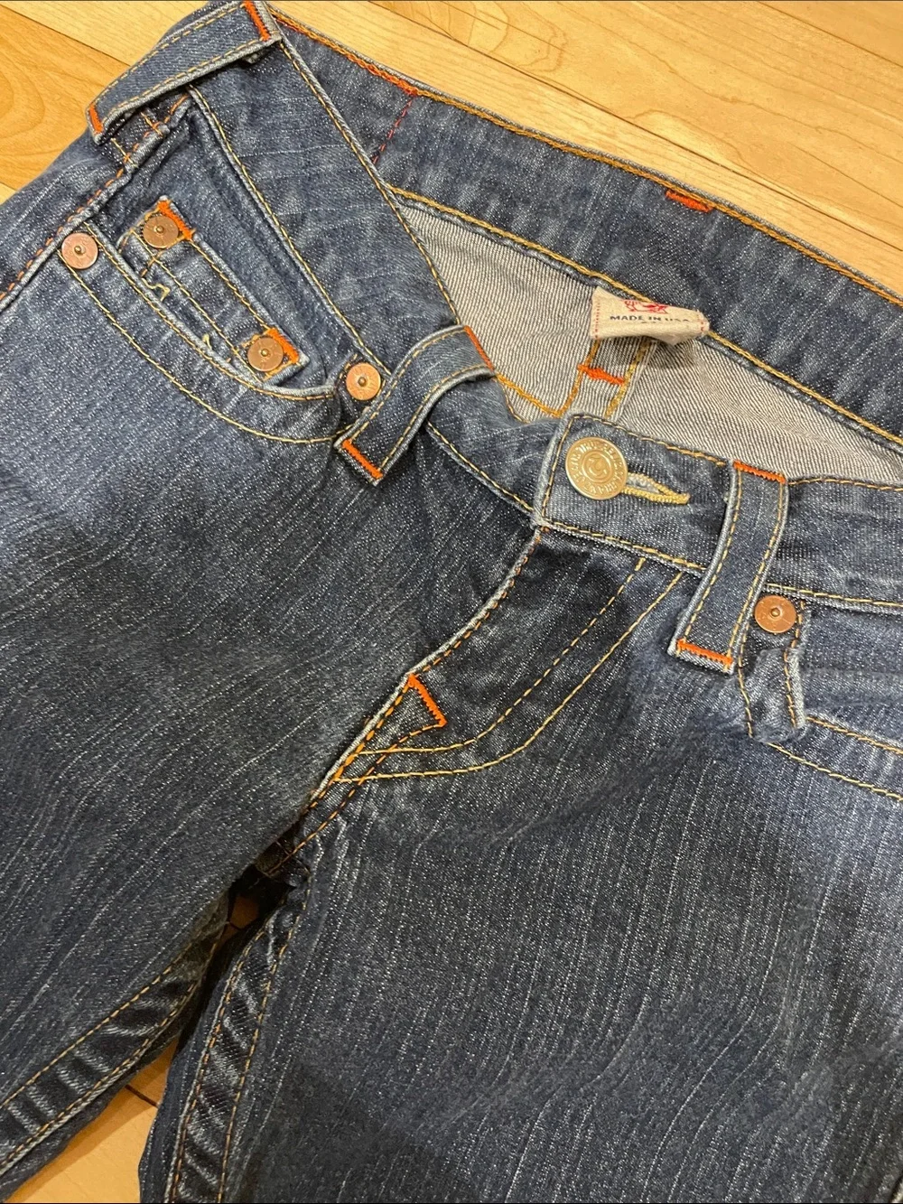 True Religion Bobby Dark Blue Bootcut Jeans Y2K Boho Casual Size 27 - Picture 3 of 6